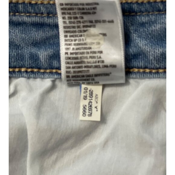 AEO AMERICAN EAGLE Super Stretch Women's A-Line Jean Skirt Size 4 Denim Y2K Mini - Picture 10 of 11
